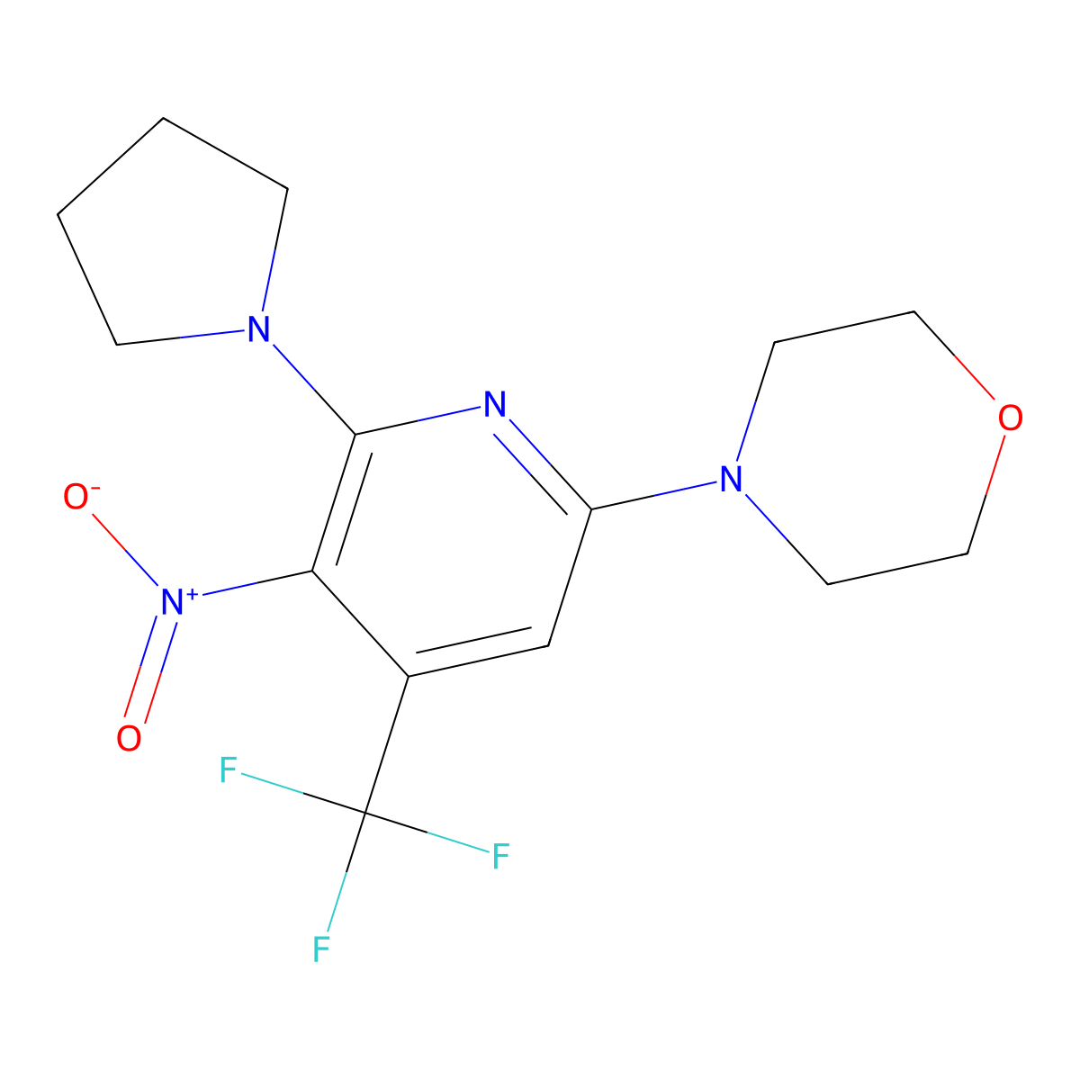 4-(5-Nitro-6-pyrrolidin-1-yl-4-trifluoromethyl-pyridin-2-yl)-morpholine molecular structure, CAS 1431555-34-8