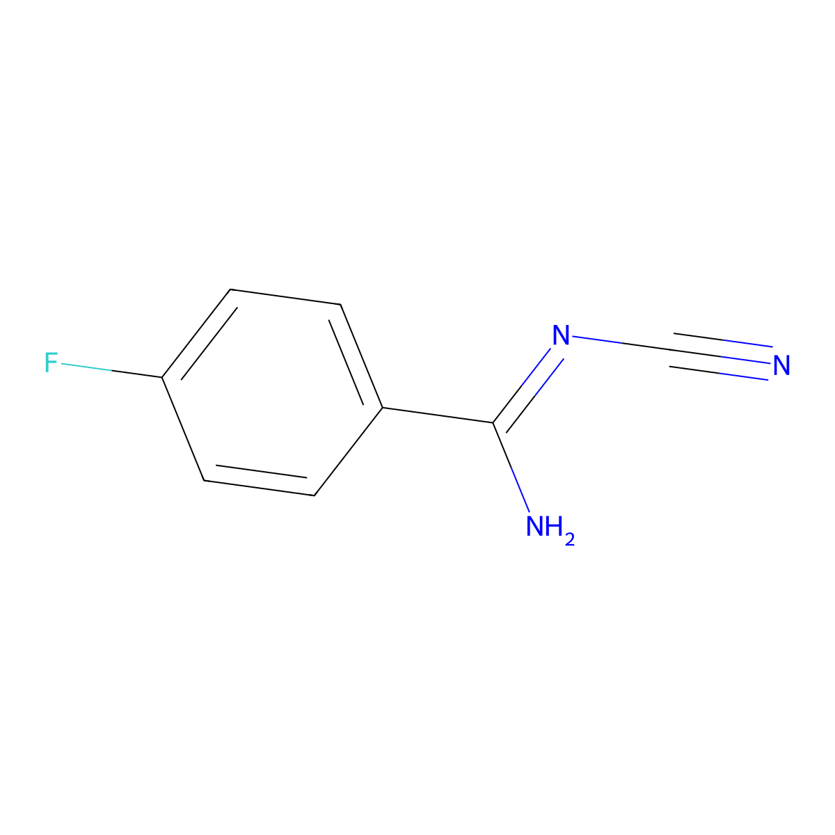 N'-cyano-4-fluorobenzene-1-carboximidamide molecular structure, CAS 1431559-89-5