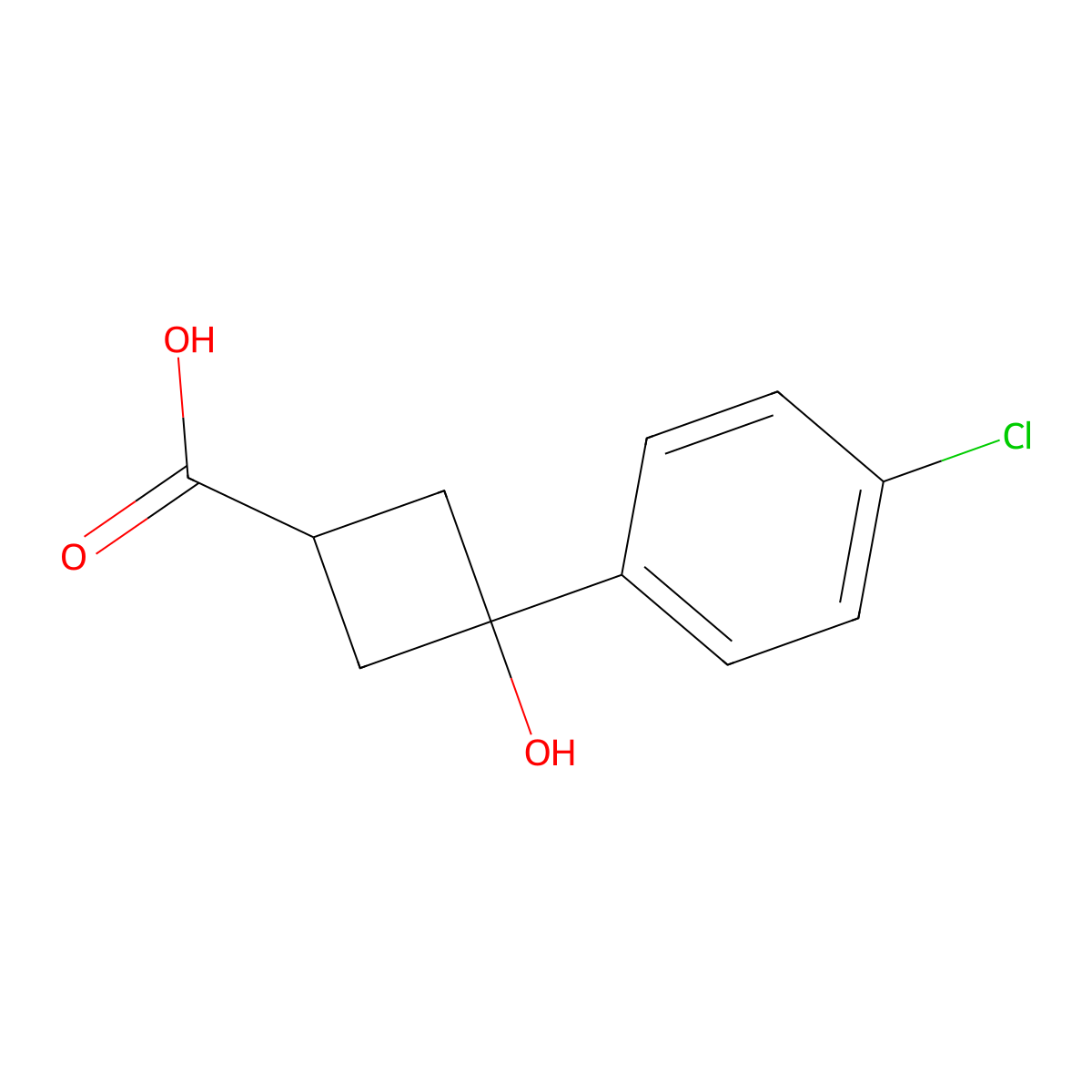 3-(4-Chlorophenyl)-3-hydroxycyclobutane-1-carboxylic acid molecular structure, CAS 1431568-54-5