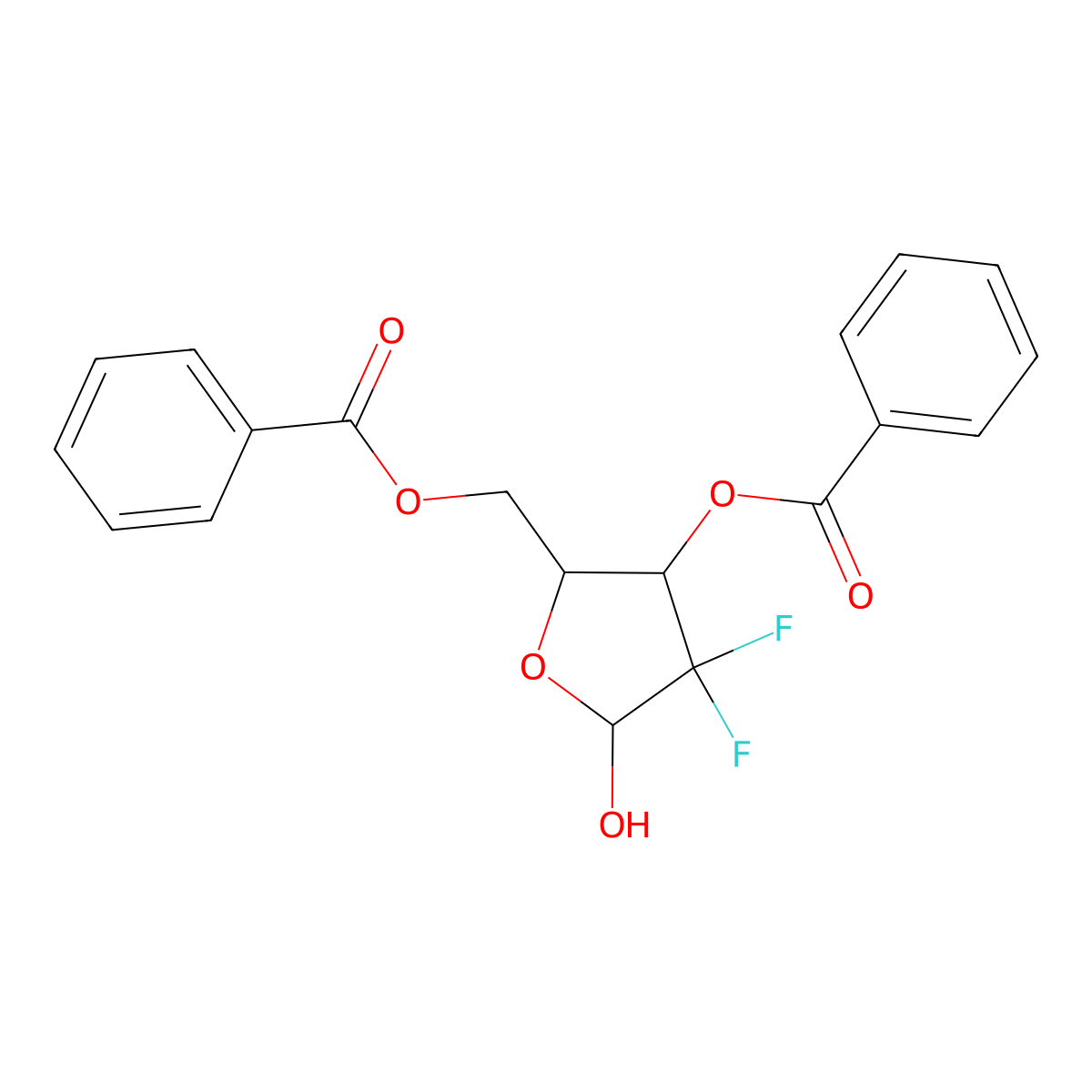 2-Deoxy-2,2-difluoro-D-ribofuranose-3,5-dibenzoate molecular structure, CAS 143157-22-6
