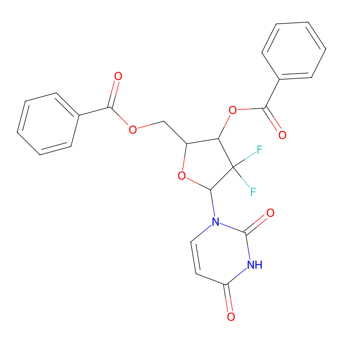 2',2'-Difluoro-2'-deoxyuridine 3',5'-Dibenzoate molecular structure, CAS 143157-27-1