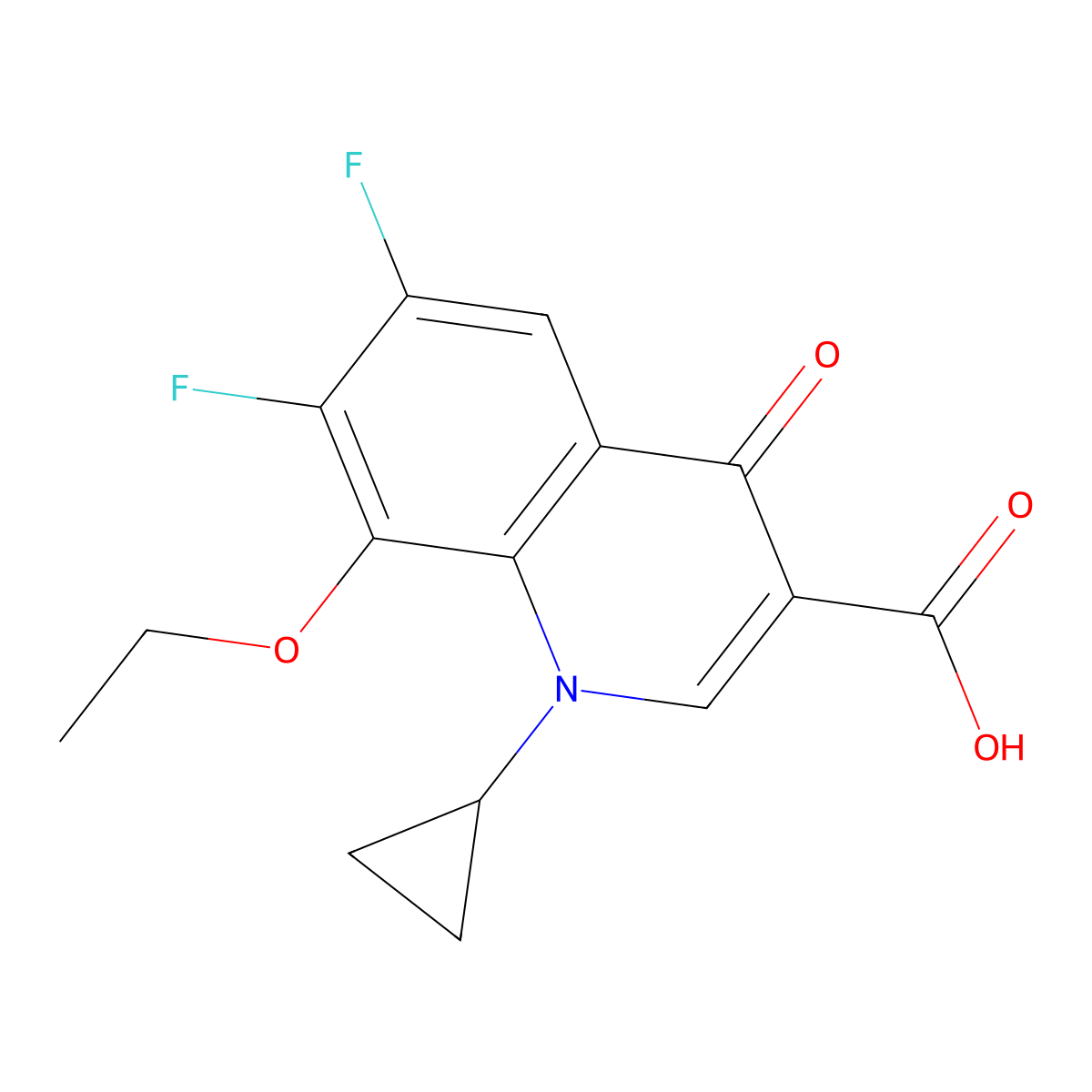 1-Cyclopropyl-8-ethoxy-6,7-difluoro-4-oxo-1,4-dihydroquinoline-3-carboxylic acid molecular structure, CAS 143158-55-8