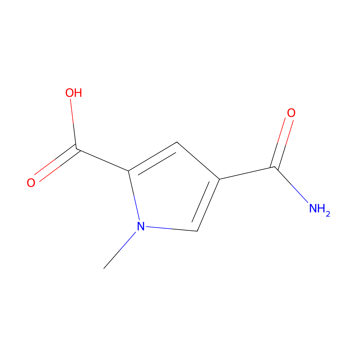 4-carbamoyl-1-methyl-1H-pyrrole-2-carboxylic acid molecular structure, CAS 143158-62-7