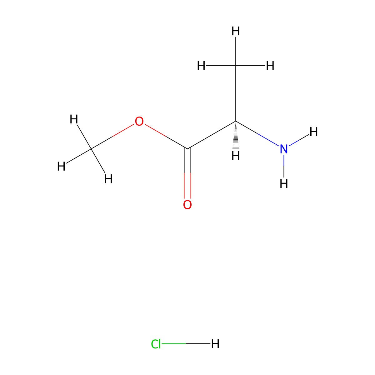 Methyl D-alaninate hydrochloride molecular structure, CAS 14316-06-4