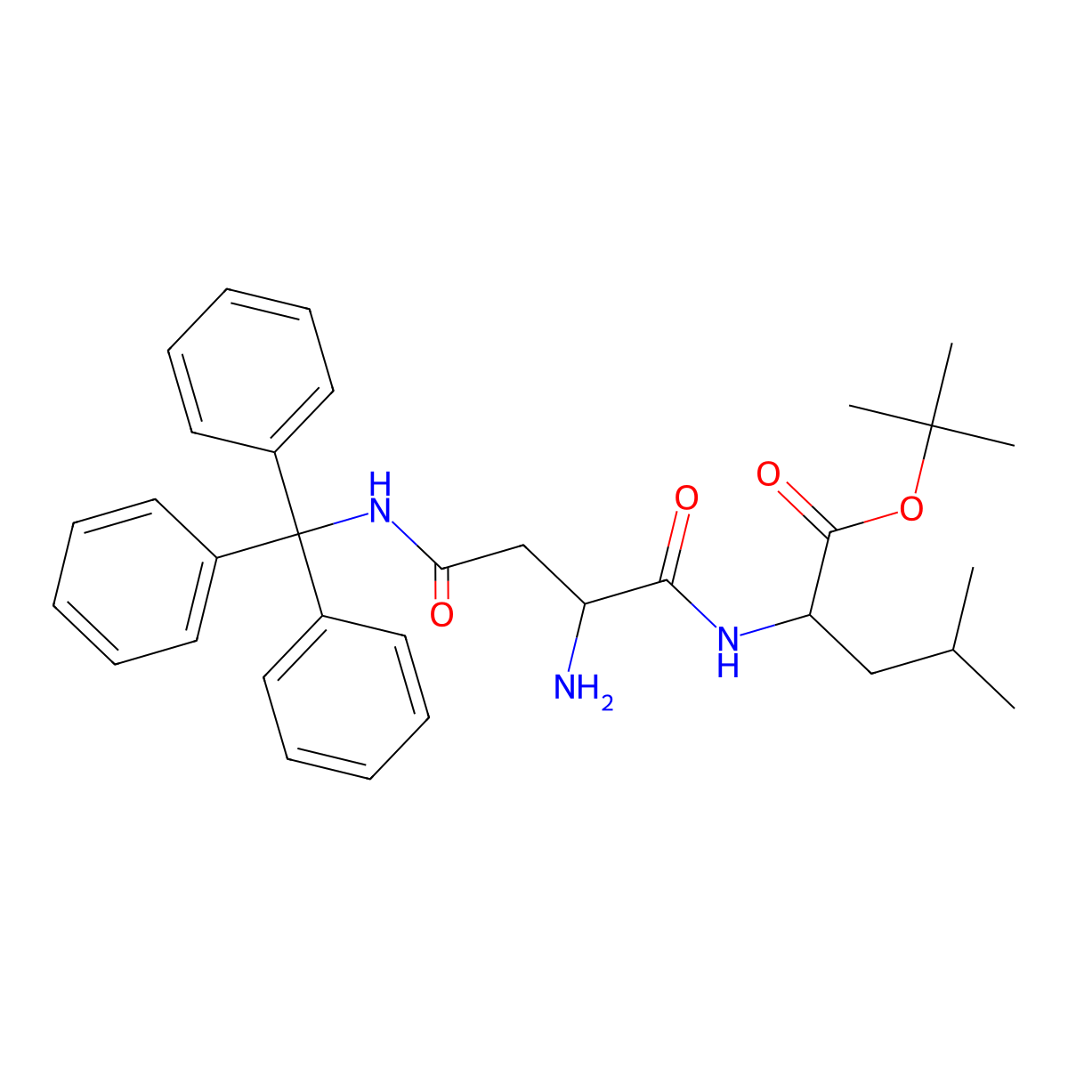 (S)-tert-Butyl 2-((S)-2-amino-4-oxo-4-(tritylamino)butanamido)-4-methylpentanoate molecular structure, CAS 1431625-52-3