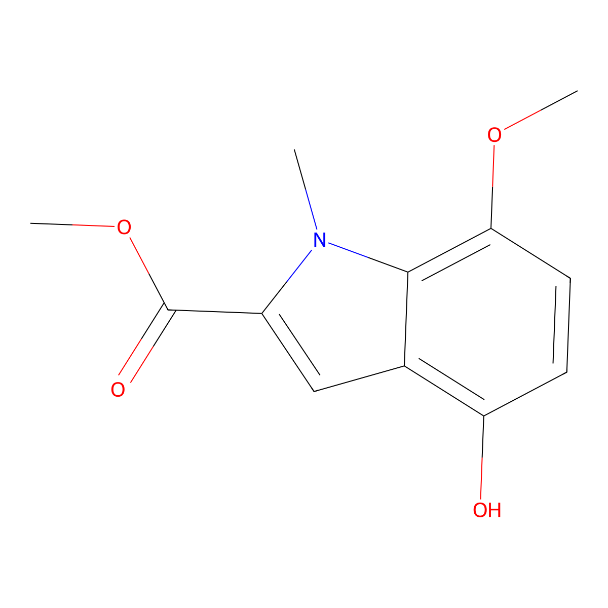 methyl 4-hydroxy-7-methoxy-1-methyl-1H-indole-2-carboxylate molecular structure, CAS 1431633-90-7