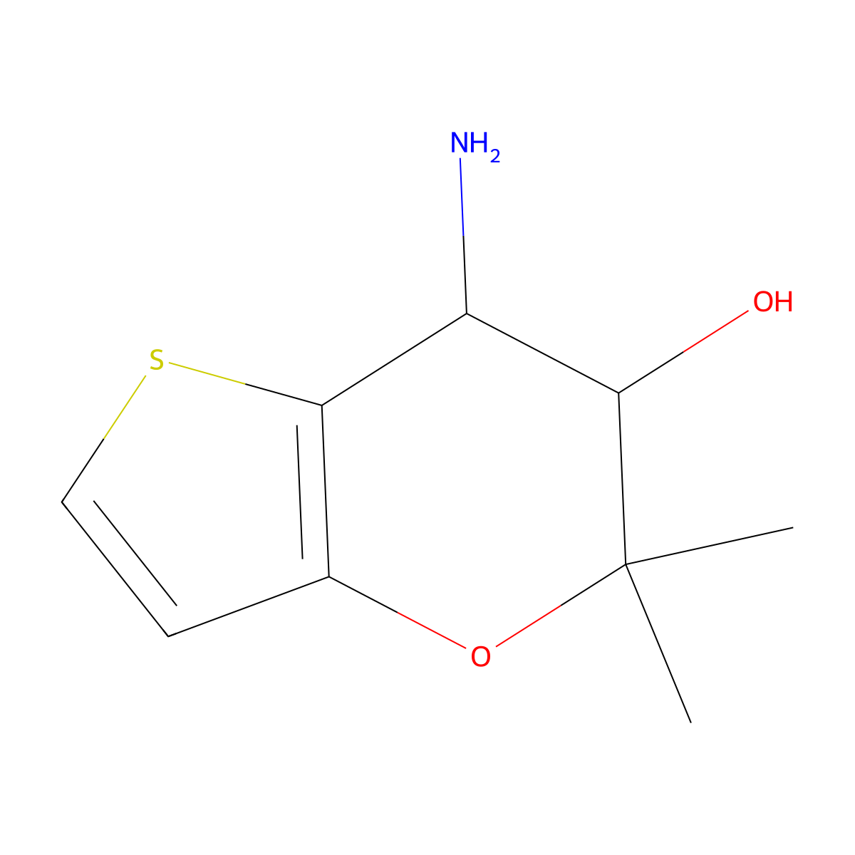 5,5-Dimethyl-7alpha-amino-6,7-dihydro-5H-thieno[3,2-b]pyran-6beta-ol molecular structure, CAS 143164-13-0