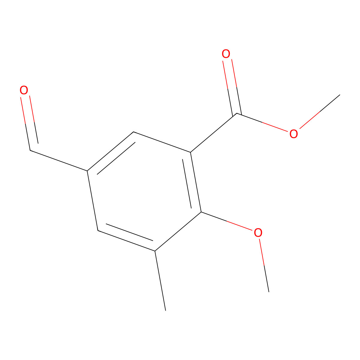 Methyl 5-formyl-2-methoxy-3-methylbenzoate molecular structure, CAS 1431641-31-4