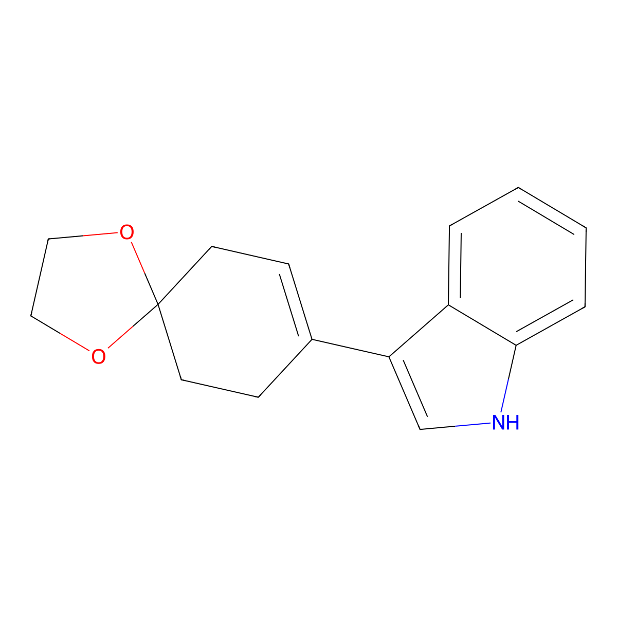 3-(1,4-Dioxaspiro[4.5]dec-7-en-8-yl)-1H-indole molecular structure, CAS 143165-32-6