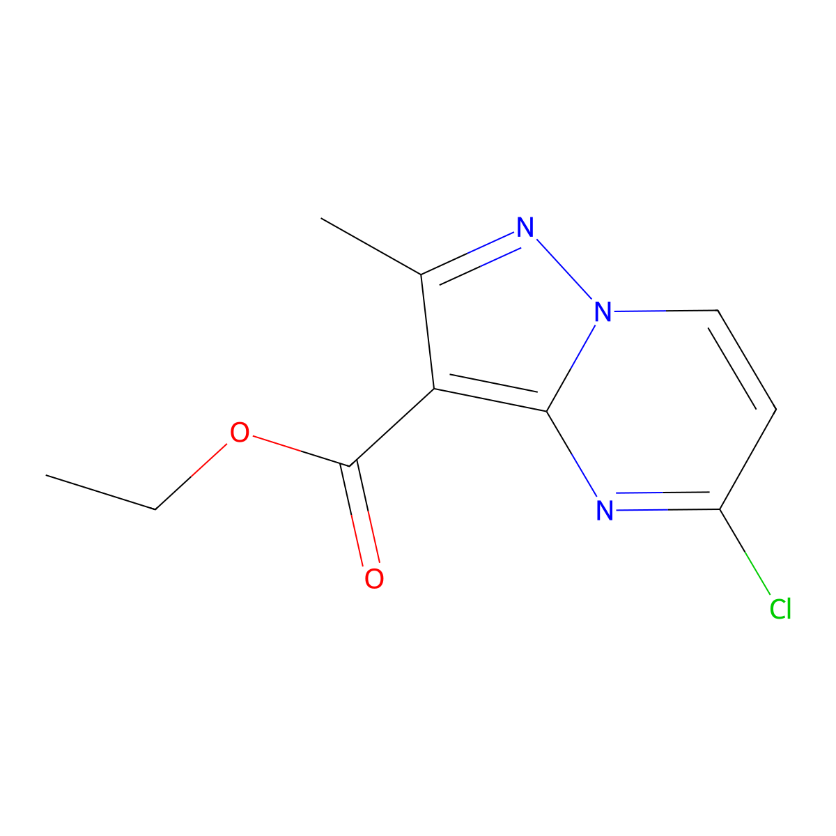 Ethyl 5-chloro-2-methylpyrazolo[1,5-a]pyrimidine-3-carboxylate molecular structure, CAS 1431654-56-6