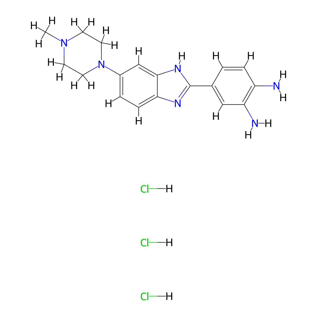 4-(6-(4-methylpiperazin-1-yl)-1H-benzo[d]imidazol-2-yl)benzene-1,2-diamine trihydrochloride molecular structure, CAS 1431697-77-6