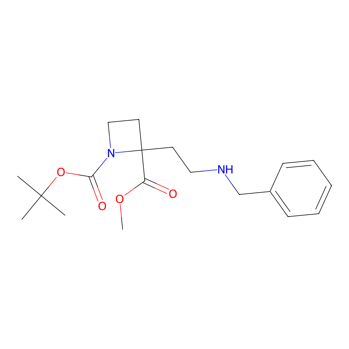 1-Tert-butyl 2-methyl 2-(2-(benzylamino)ethyl)azetidine-1,2-dicarboxylate molecular structure, CAS 1431697-79-8