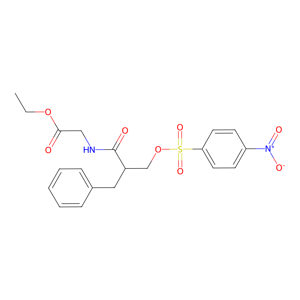Ethyl 2-(2-benzyl-3-(((4-nitrophenyl)sulfonyl)oxy)propanamido)acetate molecular structure, CAS 1431697-91-4