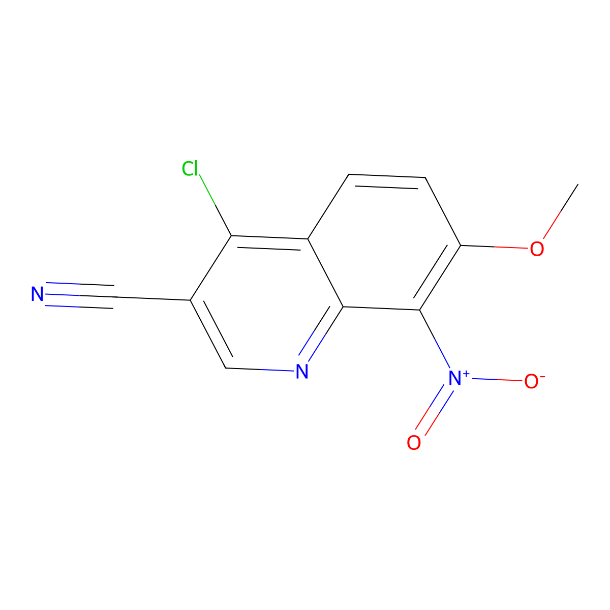 4-Chloro-7-methoxy-8-nitroquinoline-3-carbonitrile molecular structure, CAS 1431698-02-0