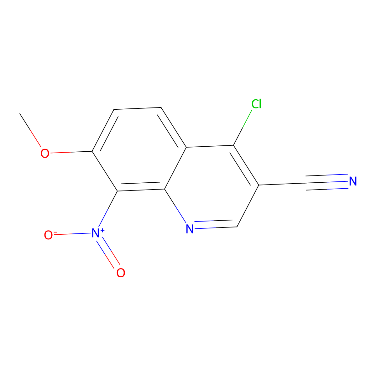 4-Chloro-7-methoxy-8-nitroquinoline-3-carbonitrile molecular structure, CAS 1431698-02-0