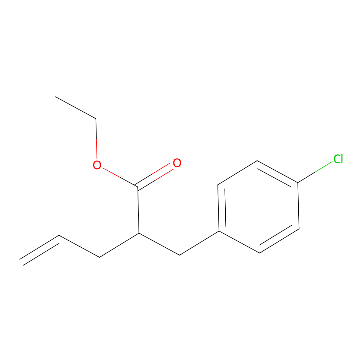 Ethyl 2-(4-chlorobenzyl)pent-4-enoate molecular structure, CAS 1431698-12-2