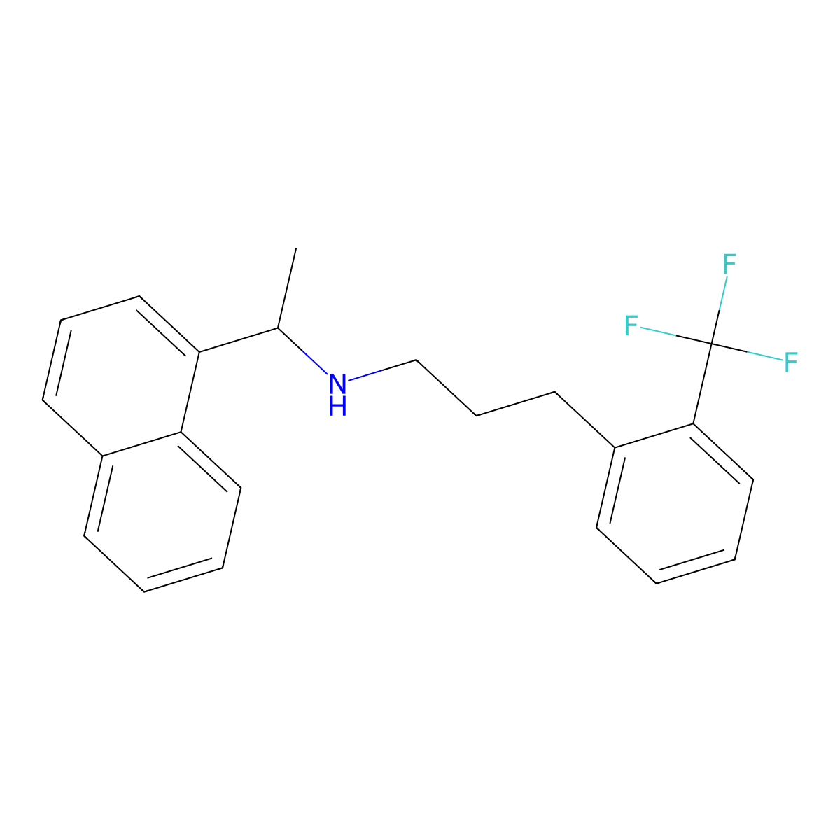 (R)-N-(1-(naphthalen-1-yl)ethyl)-3-(2-(trifluoromethyl)phenyl)propan-1-amine molecular structure, CAS 1431699-53-4
