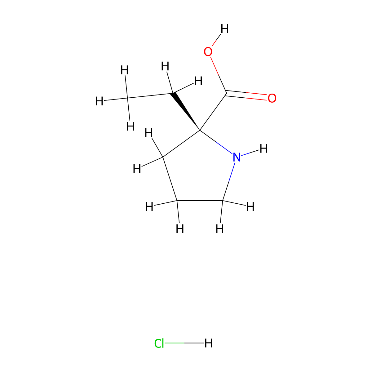 (R)-2-ethylpyrrolidine-2-carboxylic acid hydrochloride molecular structure, CAS 1431699-60-3