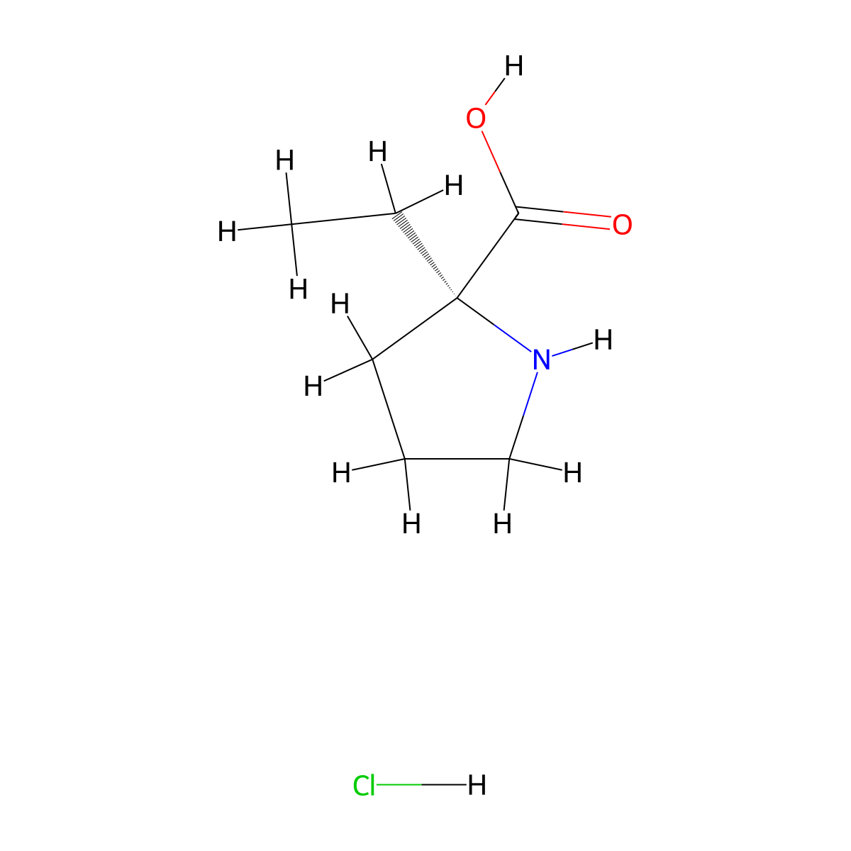 (S)-2-ethylpyrrolidine-2-carboxylic acid hydrochloride molecular structure, CAS 1431699-61-4