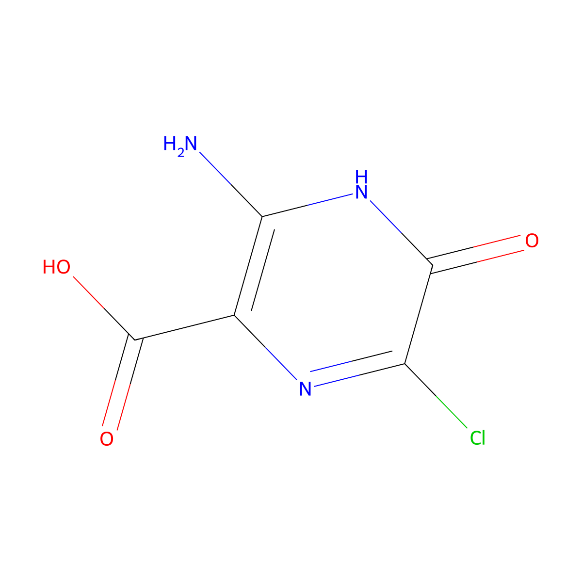 3-Amino-6-chloro-4,5-dihydro-5-oxo-2-pyrazinecarboxylic acid molecular structure, CAS 14317-42-1