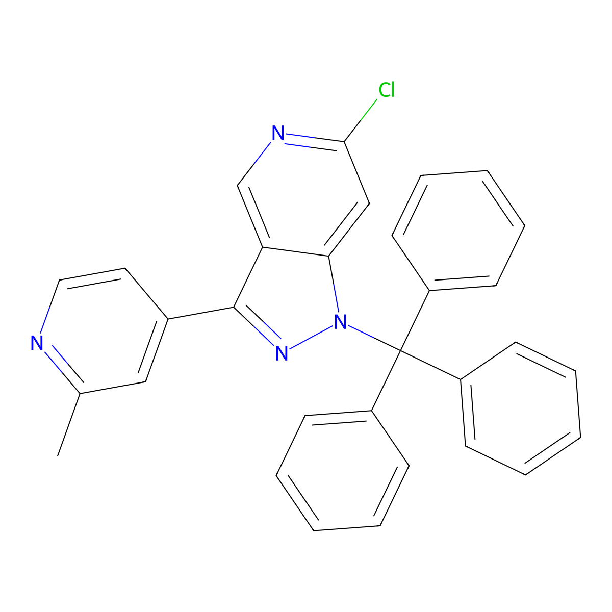 6-chloro-3-(2-methylpyridin-4-yl)-1-trityl-1H-pyrazolo[4,3-c]pyridine molecular structure, CAS 1431719-89-9