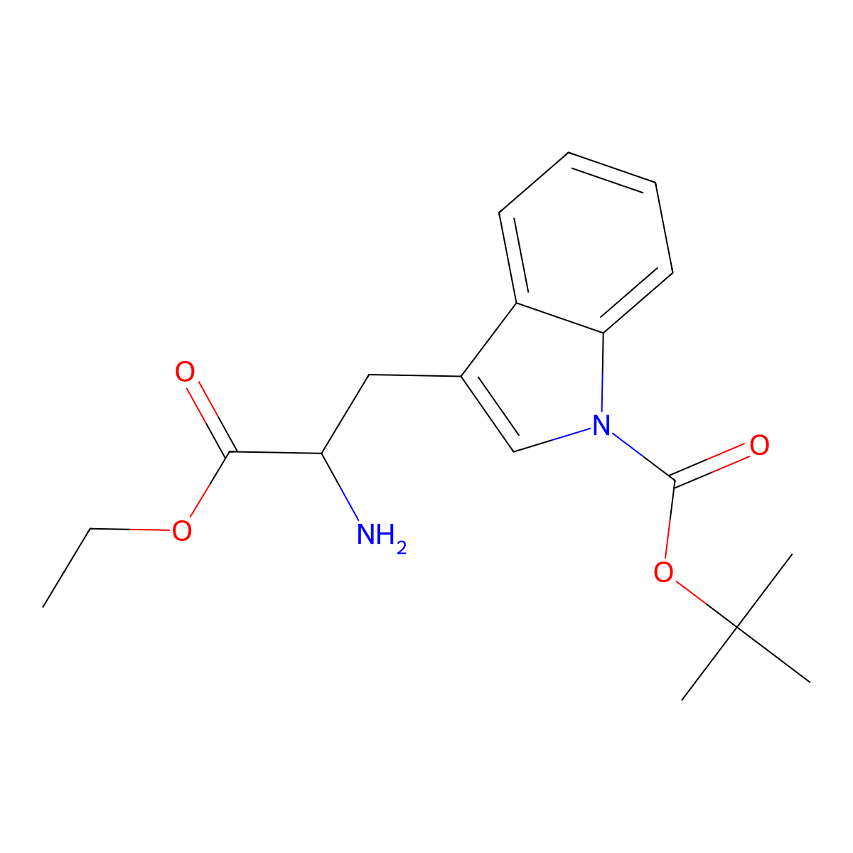 tert-butyl 3-[(2S)-2-amino-3-ethoxy-3-oxopropyl]-1H-indole-1-carboxylate molecular structure, CAS 1431724-08-1
