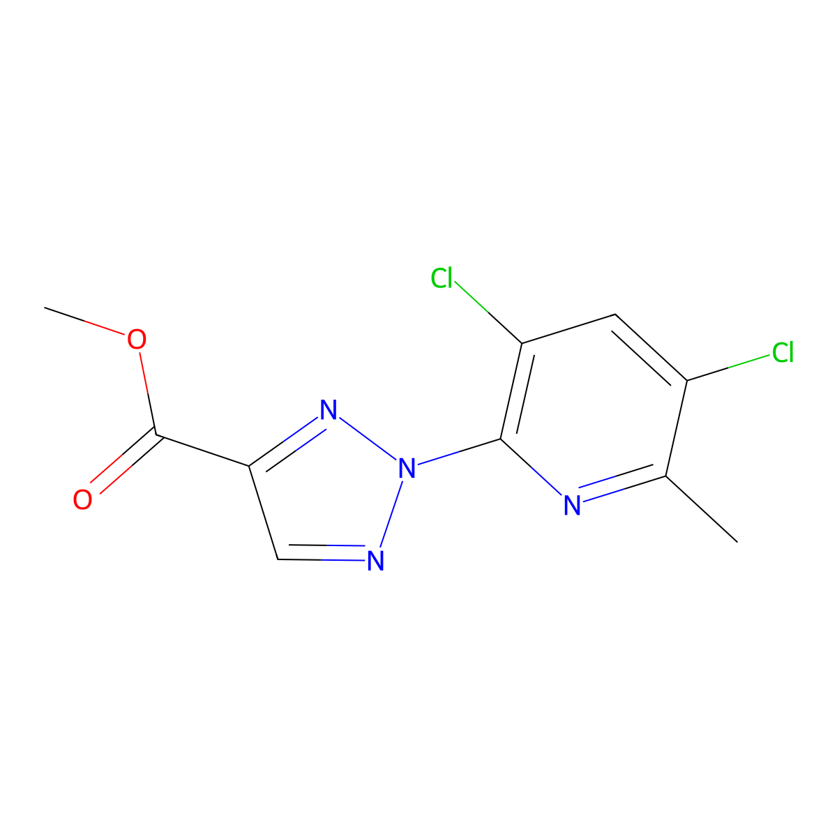 Methyl 2-(3,5-dichloro-6-methylpyridin-2-yl)-2H-1,2,3-triazole-4-carboxylate molecular structure, CAS 1431727-77-3