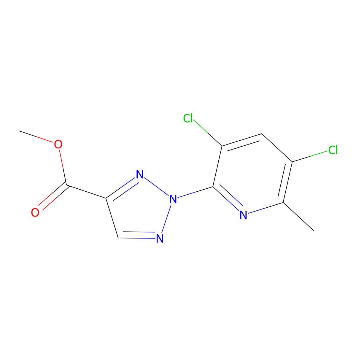 Methyl 2-(3,5-dichloro-6-methylpyridin-2-yl)-2H-1,2,3-triazole-4-carboxylate molecular structure, CAS 1431727-77-3