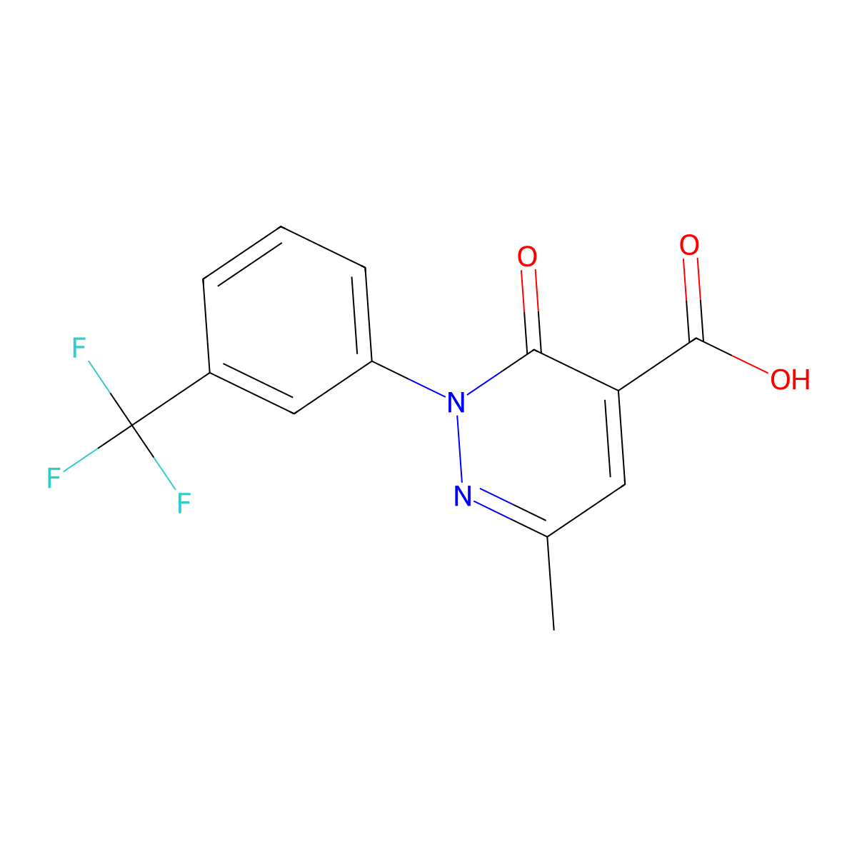 6-Methyl-3-oxo-2-(3-(trifluoromethyl)phenyl)-2,3-dihydropyridazine-4-carboxylic acid molecular structure, CAS 1431727-86-4