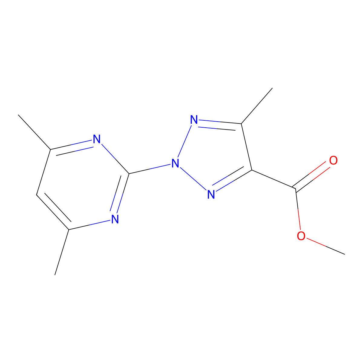 Methyl 2-(4,6-dimethylpyrimidin-2-yl)-5-methyl-2H-1,2,3-triazole-4-carboxylate molecular structure, CAS 1431727-88-6