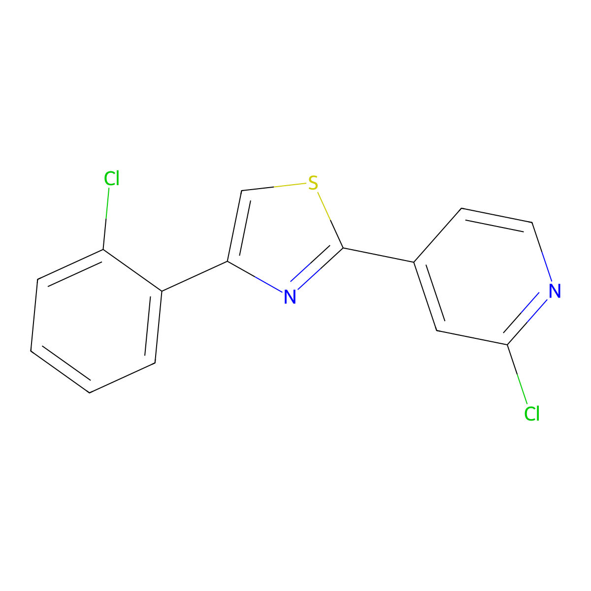 4-(2-Chlorophenyl)-2-(2-chloropyridin-4-yl)thiazole molecular structure, CAS 1431728-13-0