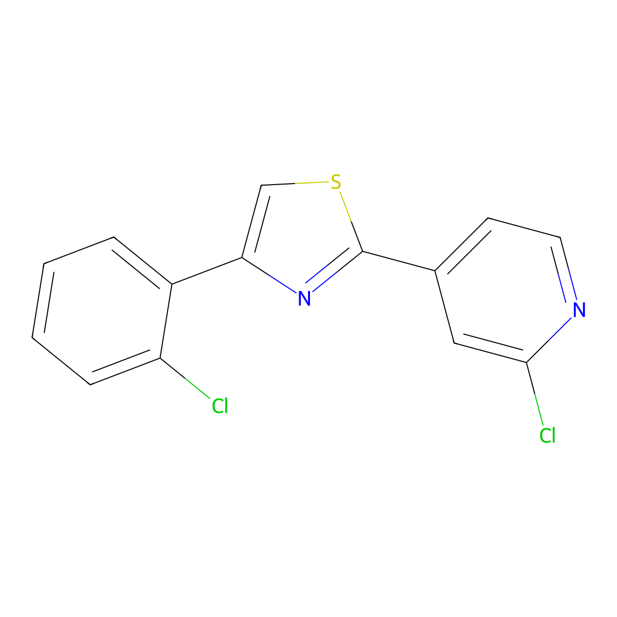 4-(2-Chlorophenyl)-2-(2-chloropyridin-4-yl)thiazole molecular structure, CAS 1431728-13-0