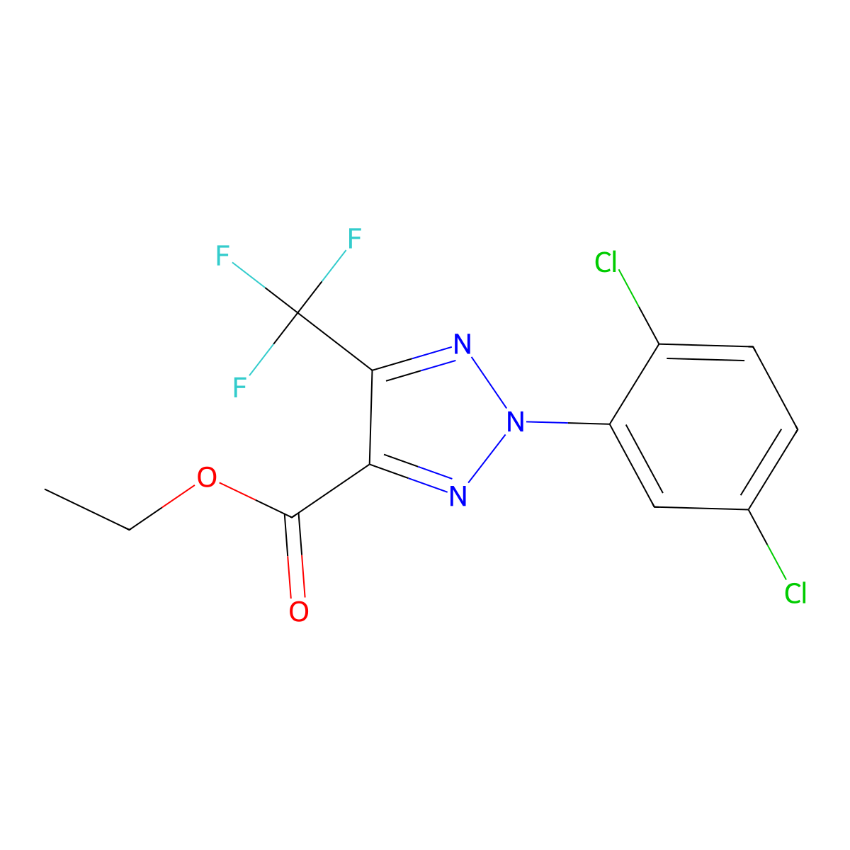 Ethyl 2-(2,5-dichlorophenyl)-5-(trifluoromethyl)-2H-1,2,3-triazole-4-carboxylate molecular structure, CAS 1431728-28-7