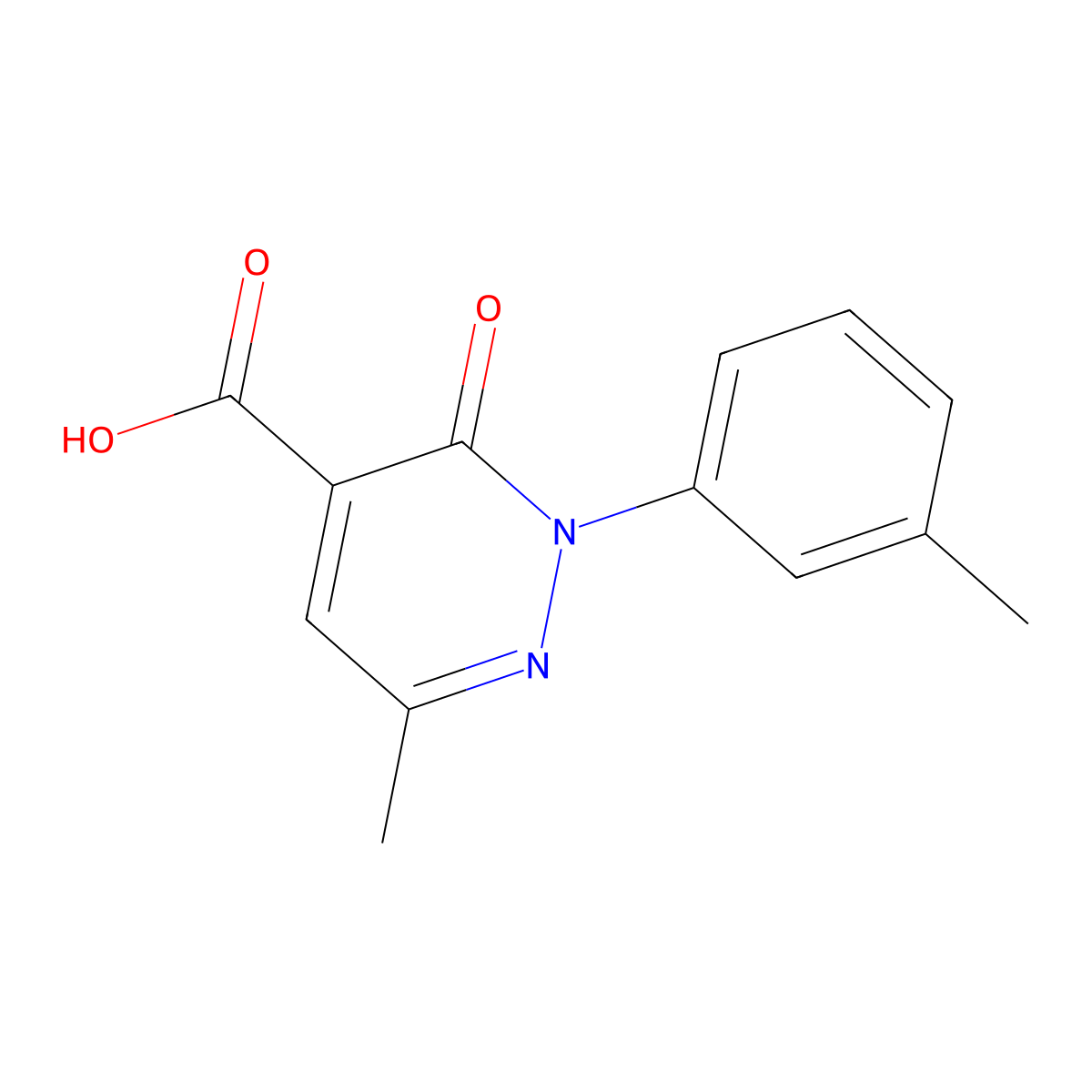 6-Methyl-3-oxo-2-(m-tolyl)-2,3-dihydropyridazine-4-carboxylic acid molecular structure, CAS 1431728-40-3
