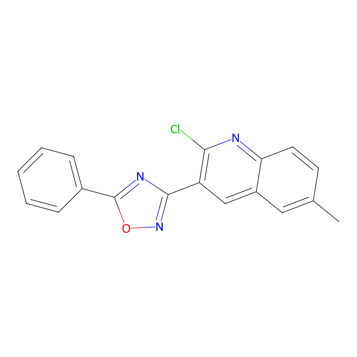 3-(2-Chloro-6-methylquinolin-3-yl)-5-phenyl-1,2,4-oxadiazole molecular structure, CAS 1431728-48-1