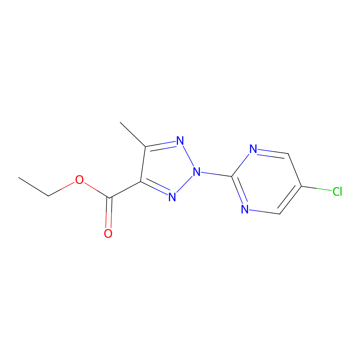 Ethyl 2-(5-chloropyrimidin-2-yl)-5-methyl-2H-1,2,3-triazole-4-carboxylate molecular structure, CAS 1431728-70-9