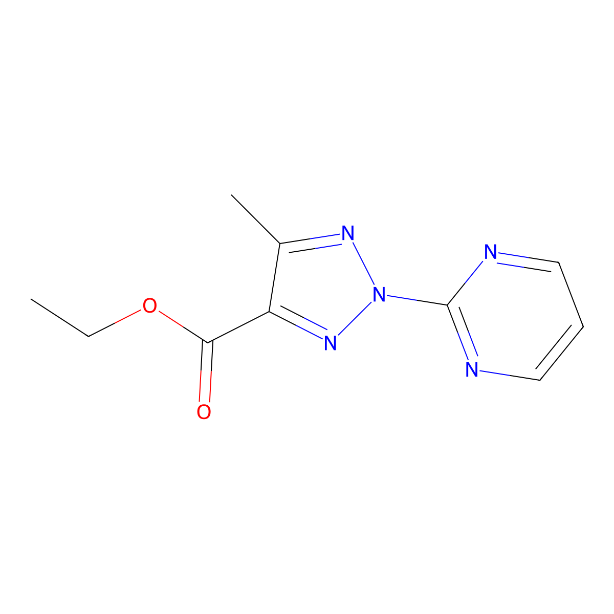 Ethyl 5-methyl-2-(pyrimidin-2-yl)-2H-1,2,3-triazole-4-carboxylate molecular structure, CAS 1431729-04-2