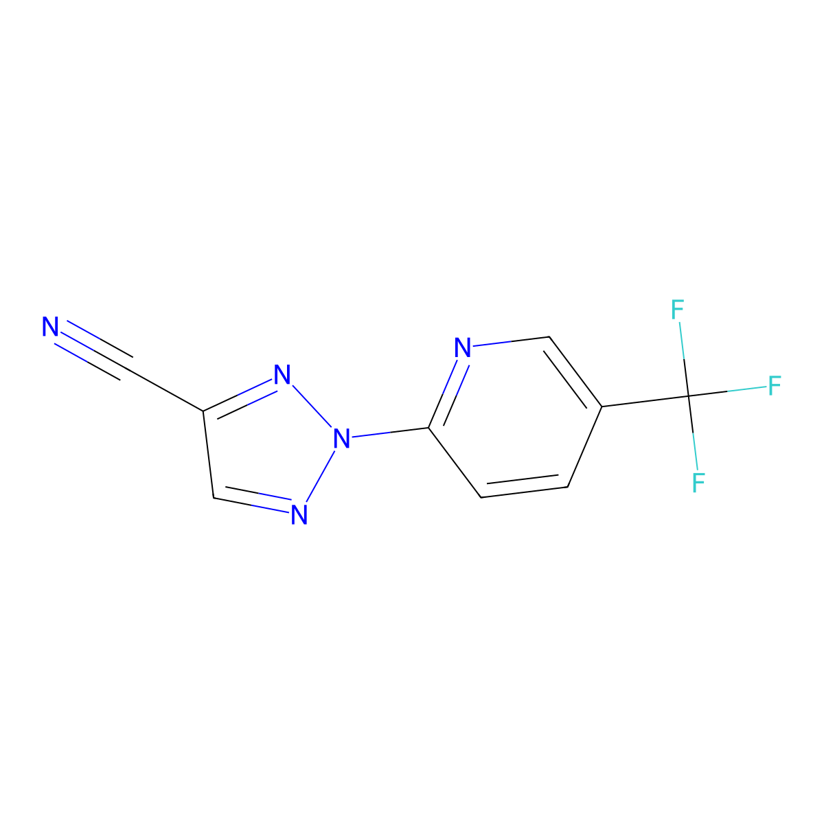 2-(5-(Trifluoromethyl)pyridin-2-yl)-2H-1,2,3-triazole-4-carbonitrile molecular structure, CAS 1431729-43-9
