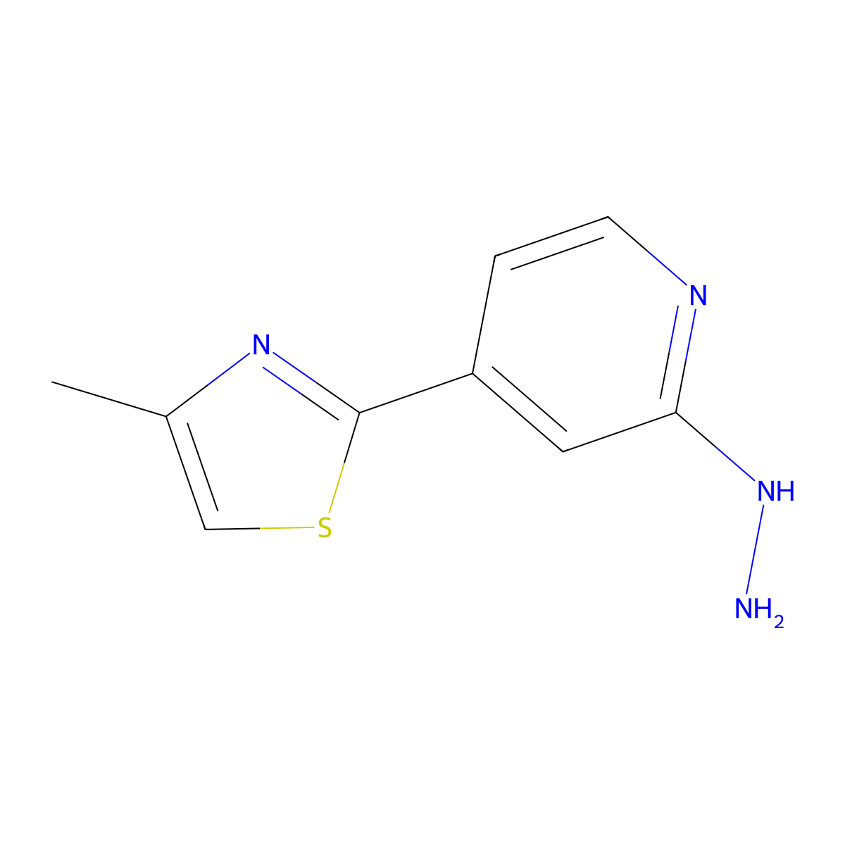2-(2-Hydrazinylpyridin-4-yl)-4-methylthiazole molecular structure, CAS 1431729-47-3