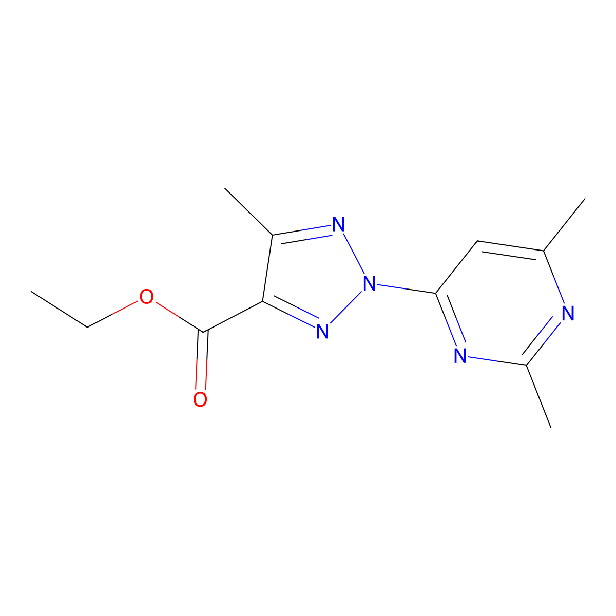 Ethyl 2-(2,6-dimethylpyrimidin-4-yl)-5-methyl-2H-1,2,3-triazole-4-carboxylate molecular structure, CAS 1431729-53-1