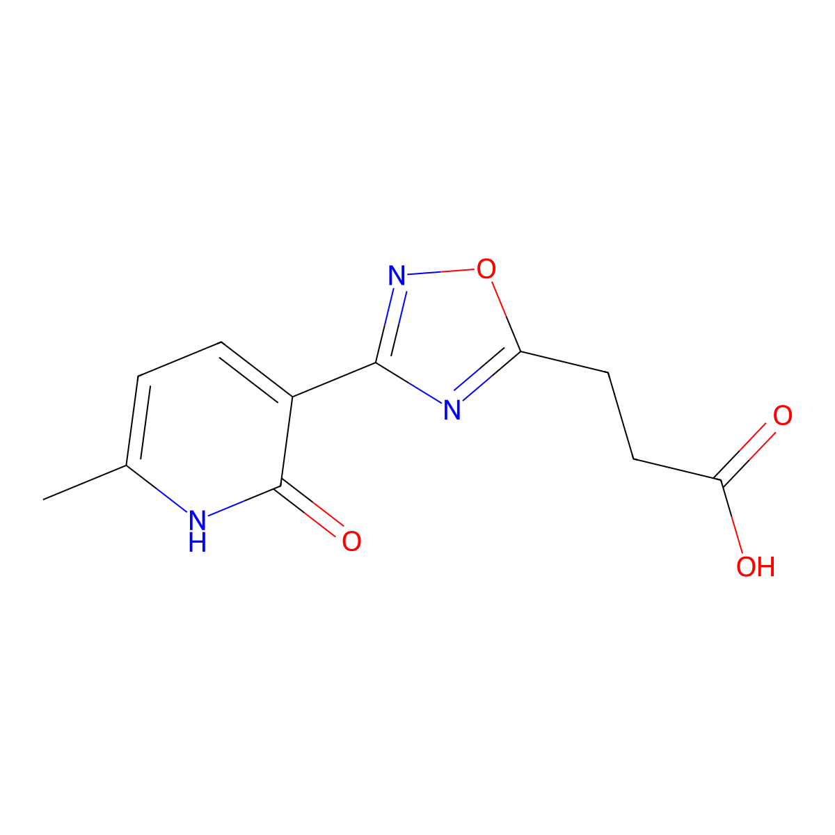 3-(3-(6-Methyl-2-oxo-1,2-dihydropyridin-3-yl)-1,2,4-oxadiazol-5-yl)propanoic acid molecular structure, CAS 1431729-54-2