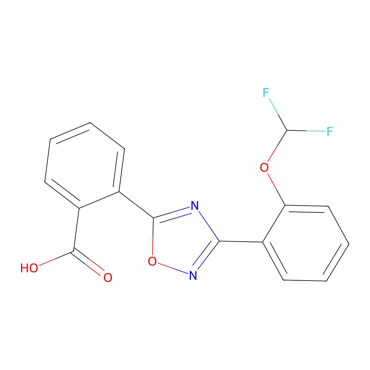 2-(3-(2-(Difluoromethoxy)phenyl)-1,2,4-oxadiazol-5-yl)benzoic acid molecular structure, CAS 1431729-60-0