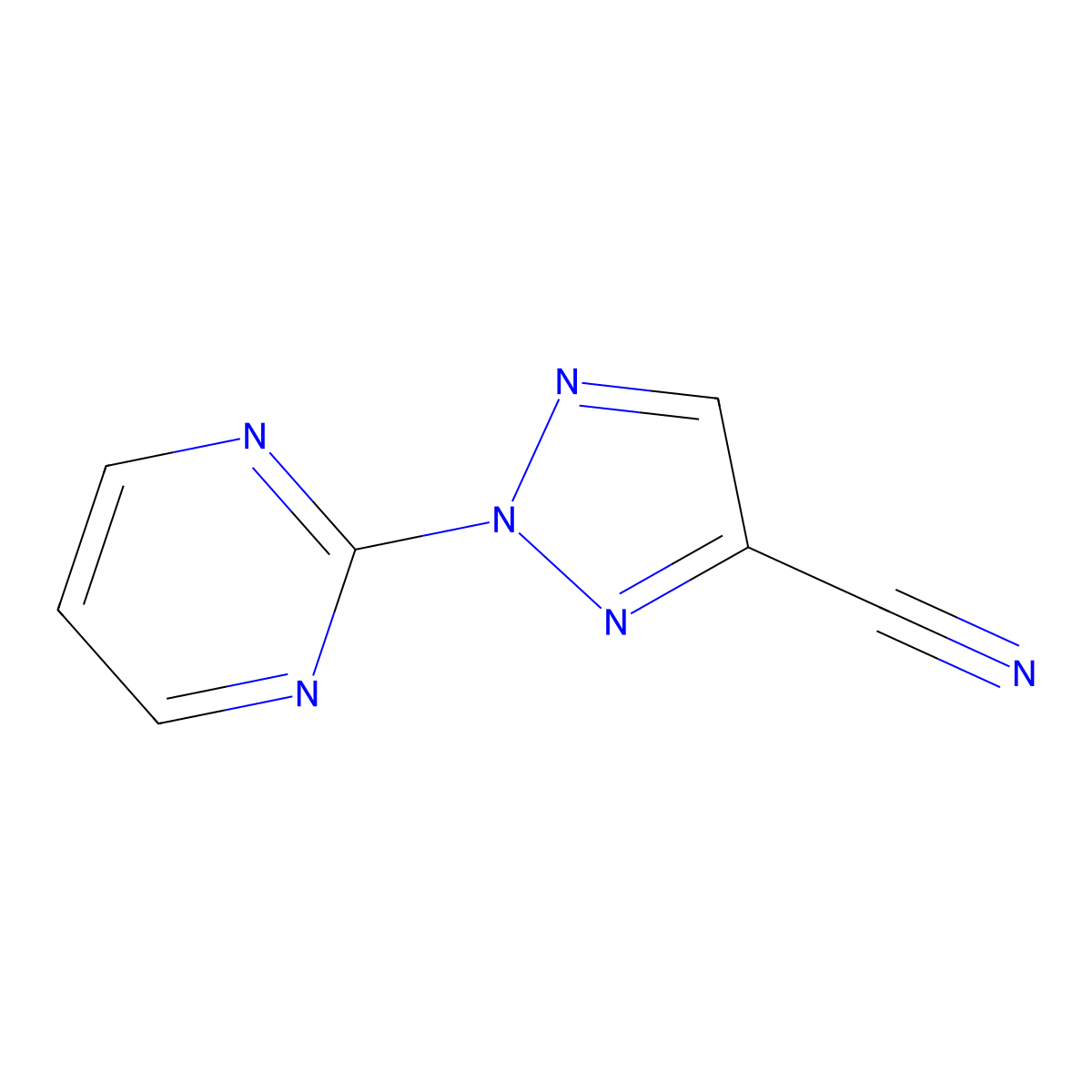2-(Pyrimidin-2-yl)-2H-1,2,3-triazole-4-carbonitrile molecular structure, CAS 1431729-66-6