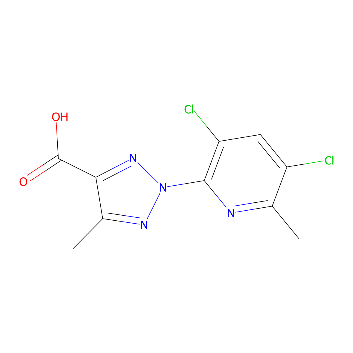 2-(3,5-Dichloro-6-methylpyridin-2-yl)-5-methyl-2H-1,2,3-triazole-4-carboxylic acid molecular structure, CAS 1431729-89-3