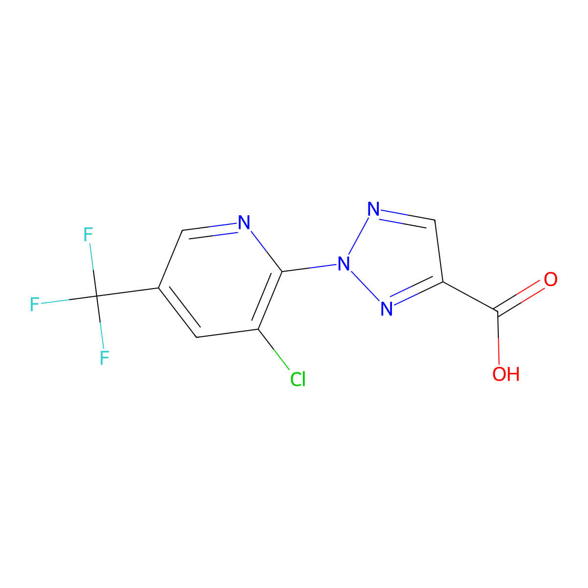 2-(3-Chloro-5-(trifluoromethyl)pyridin-2-yl)-2H-1,2,3-triazole-4-carboxylic acid molecular structure, CAS 1431729-92-8