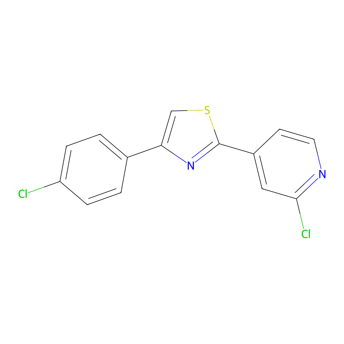 4-(4-Chlorophenyl)-2-(2-chloropyridin-4-yl)thiazole molecular structure, CAS 1431729-96-2