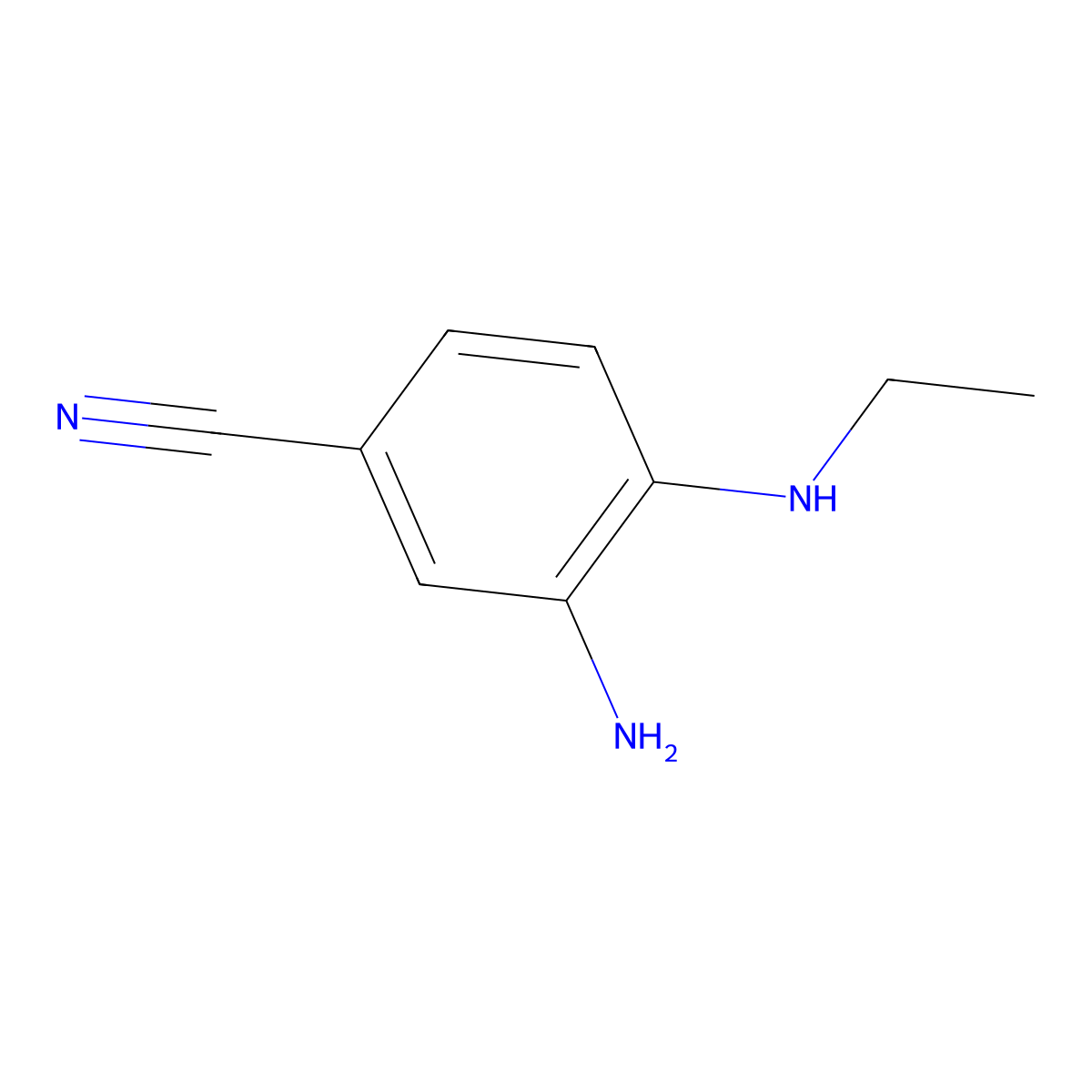 3-Amino-4-(ethylamino)benzonitrile molecular structure, CAS 143174-02-1