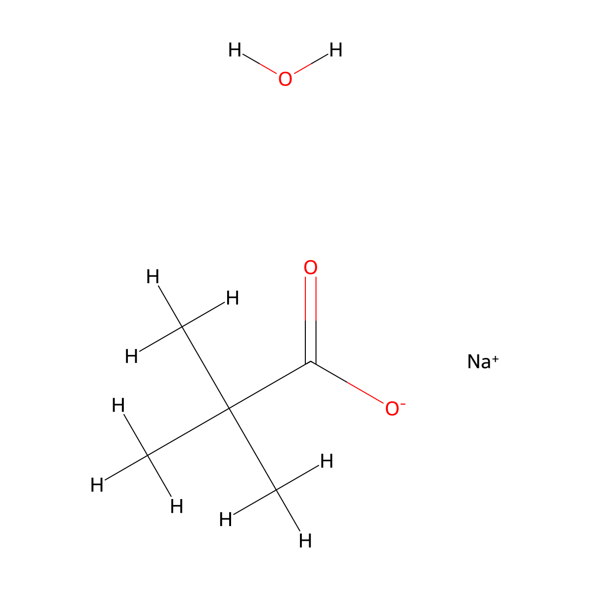 sodium;2,2-dimethylpropanoate;hydrate molecular structure, CAS 143174-36-1