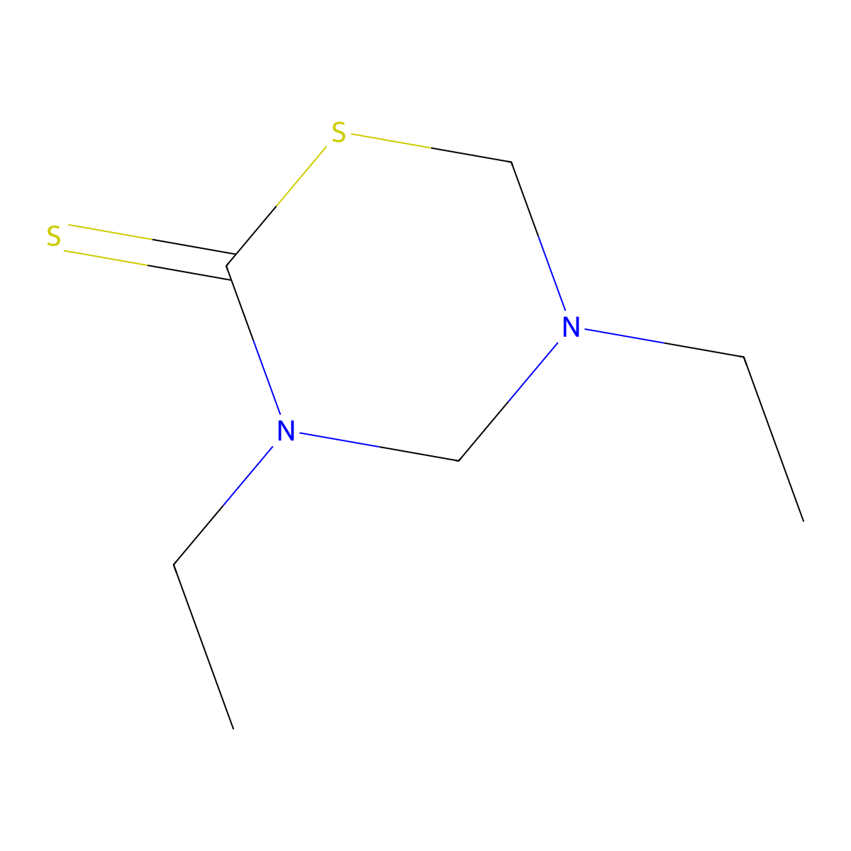 2H-1,3,5-Thiadiazine-2-thione, tetrahydro-3,5-diethyl- molecular structure, CAS 14318-35-5