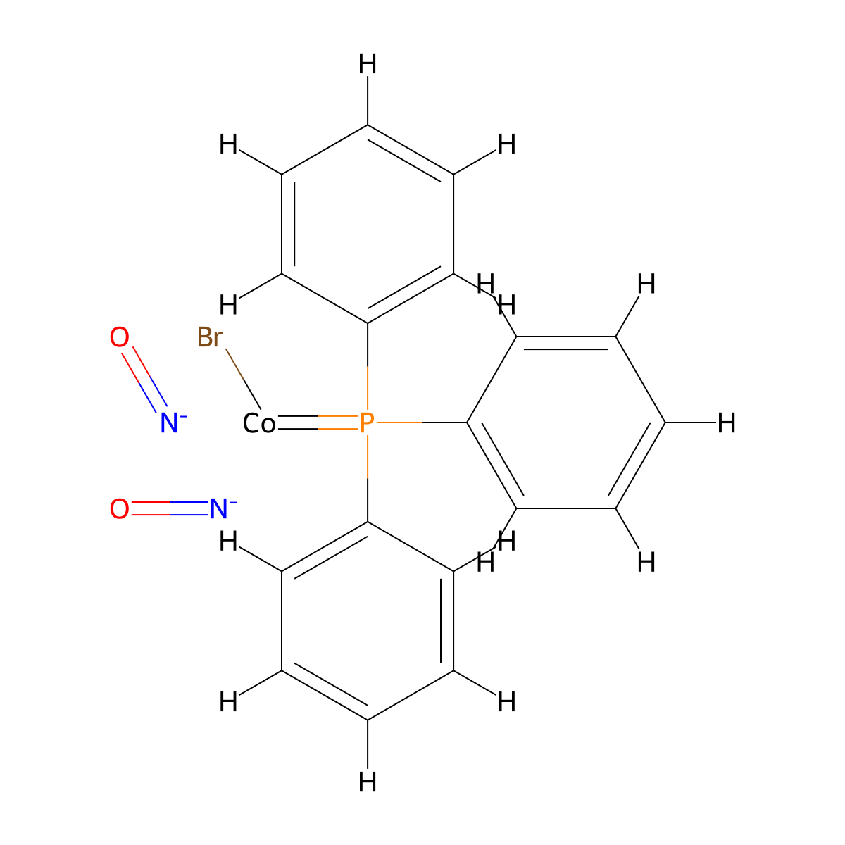Triphenylphosphinecobalt dinitrosyl bromide molecular structure, CAS 14318-88-8